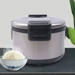 Elektrisk risvarmer - WF-B19 - 19 L - 100 W - 220 V/50 Hz - Non-stick indergryde i 410 rustfrit stål - Termostat 68/72°C - Sort New