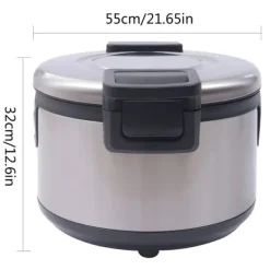 Elektrisk risvarmer - WF-B19 - 19 L - 100 W - 220 V/50 Hz - Non-stick indergryde i 410 rustfrit stål - Termostat 68/72°C - Sort New