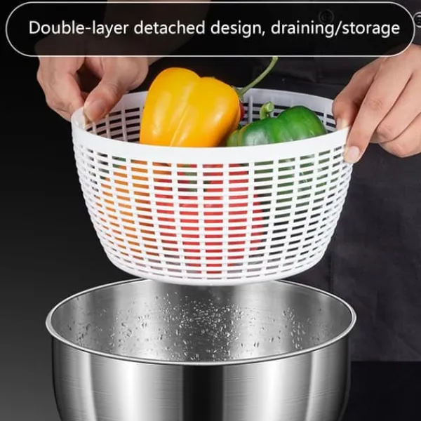 Salatslynger>Elektrisk salattørrer, frugt- og grøntsagstørrer, 4,5L stor automatisk salatgrøntsagstørrer, USB genopladelig salattørrer, salat, frugt- og grøntsags | CDON