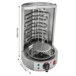 Grill-Ovne & Ovn Med Roterende Stegespyd>Elektrisk Shawarma/Döner Grill - Vertikal Rotisseri - Automatisk Rotation - Drypbakke - 2,5 kW - 220 V EU-stik - 29,5×38×48 cm