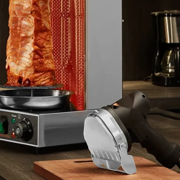 Elektrisk shawarma-kniv til tyrkisk döner kebab og gyros med 2 blade. Effektiv skæring af kød! Best