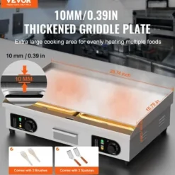 Elektrisk stegeplade, 73x40x1 cm, rustfrit stål, justerbar temperatur Best