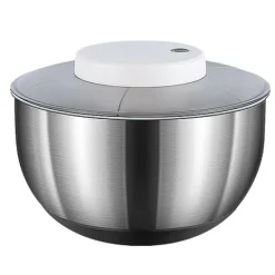 Salatslynger>Elektrisk stor salatspinder rustfrit stål 4500 ml Effektiv salatspinder til tørring af bladgrøntsager frugt