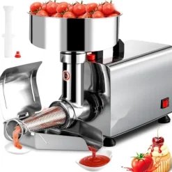 Juicepresser - Nyd Friskpresset Juice Derhjemme>Elektrisk tomatfræser 370W i rustfrit stål, med kobbermotor. Producerer 90-160 kg tomatsauce i timen - ideel til madlavning og sauce.