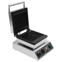 Vaffeljern>Elektrisk vaffeljern - Professionel - Dobbelt, rektangulær - 2000 W - Temperatur 50–300 °C - Timer 0–5 min - Støbt aluminium & rustfrit stål