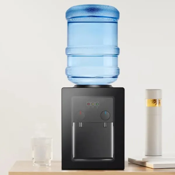 Vandkølere>Elektrisk vanddispenser & vandkøler - Bordmodel - Varm & kold - 550 W hurtig opvarmning - 75 W køling - Til hjem, kontor, autocamper - Sort