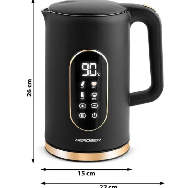 Elkedel>Elkedel 1,7l Berdsen BD-712 sort og guld