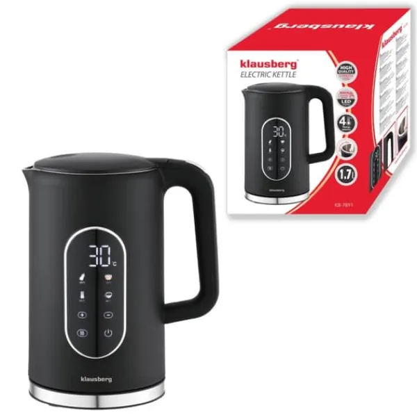 Elkedel med temperaturkontrol 1,7L ledningsfri sort KLAUSBERG KB-7891 Clearance