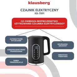 Elkedel med temperaturkontrol 1,7L ledningsfri sort KLAUSBERG KB-7891 Clearance