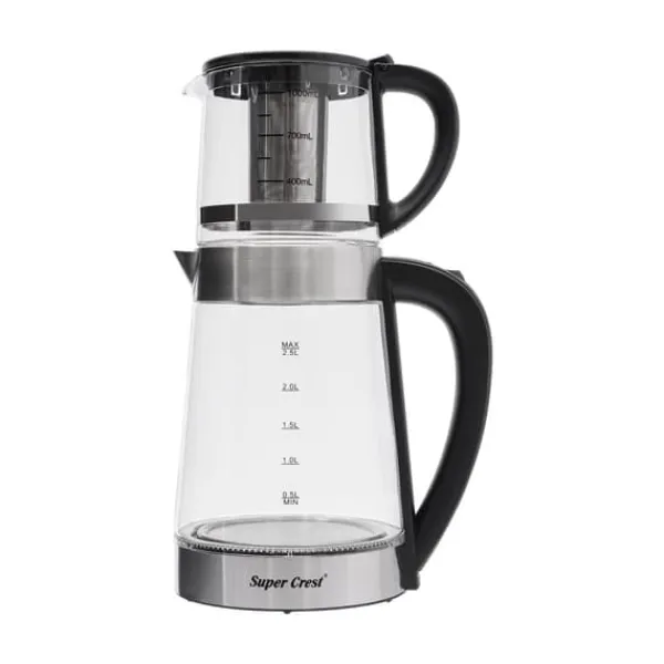 Elkedel, 1800W effekt, 2,5L kapacitet, glas og rustfrit stål, 220V spænding, 80cm strømkabel Best