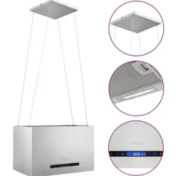 Emhætter - Living hængende ø-emhætte med touchsensor LCD 55 cm rustfrit stål Best