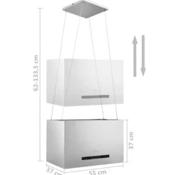 Emhætter - Living hængende ø-emhætte med touchsensor LCD 55 cm rustfrit stål Best