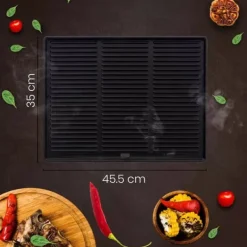 Enameled Cast Iron Griddle Plate, Reversible Ribbed and Smooth Sides, Anthracite, 45.5 x 35 cm Online