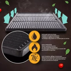 Enameled Cast Iron Griddle Plate, Reversible Ribbed and Smooth Sides, Anthracite, 45.5 x 35 cm Online