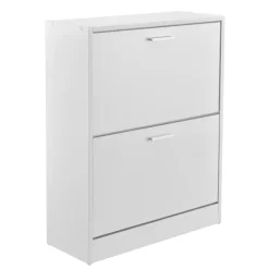 [en.casa] ® Skoskab - 63x24x81cm - 2 skuffer - plads for 12 par sko - hvid Clearance