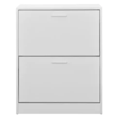 [en.casa] ® Skoskab - 63x24x81cm - 2 skuffer - plads for 12 par sko - hvid Clearance