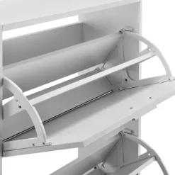 [en.casa] ® Skoskab - 63x24x81cm - 2 skuffer - plads for 12 par sko - hvid Clearance