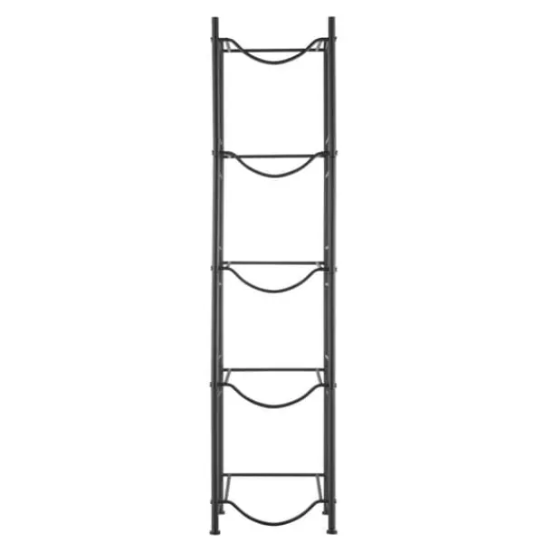Vandkølere>5-etagers vandkandeholder, enkelttræks vandflaskestativ til 5 flasker, sort, holdbart design, pladsbesparende løsning