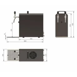 Fadølsanlæg, Øldispenser, Øl Køledispenser STREAM 50 ølkasse, gennemstrømningskøler, 2-linjers tørkøler, op til 55 liter/h - BLACK EDITION New