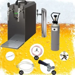 fadølsanlæg STREAM 50 ølkasse, gennemstrømningskøler, 2-linjers tørkøler, op til 55 liter/h - BLACK EDITION, KEG:uden, KEG 2:NC adapter Outlet
