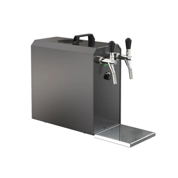 fadølsanlæg STREAM 50K med luftpumpe, ølkasse, gennemstrømningskøler 2-linjers tørkøler , op til 55 liter/h, KEG:5 liters adapter, KEG 2:KeyKeg