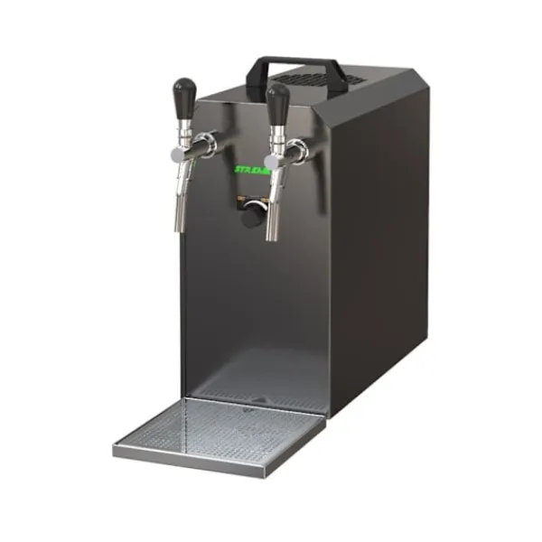 fadølsanlæg STREAM 50K med luftpumpe, ølkasse, gennemstrømningskøler 2-linjers tørkøler , op til 55 liter/h, KEG:5 liters adapter, KEG 2:KeyKeg