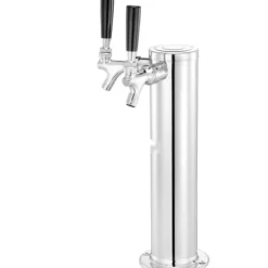 Fadølstårn med dobbelte vandhaner, rustfrit stål, Kegerator Tower Kit med formonterede slanger og selvlukkende vandhane til fest og bar