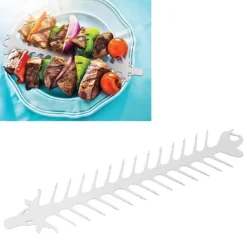 Flade dobbeltgrenede spyd i rustfrit stål, genanvendelige grillspyd til camping i køkken, drageform Hot