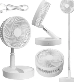 Ventilatorer>Foldbar gulvventilator / bordventilator – justerbart design med 7200mAh batteri, trådløs og alsidig brug