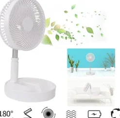 Ventilatorer>Foldbar gulvventilator / bordventilator – justerbart design med 7200mAh batteri, trådløs og alsidig brug