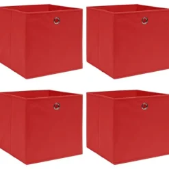 Opbevaringsæsker Til Hjemmet>Foldbare opbevaringskasser 4 stk. | Materiale: Stof | Farve: Rød | Størrelse: 32x32x32 cm