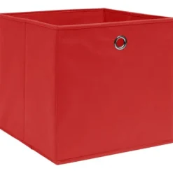 Opbevaringsæsker Til Hjemmet>Foldbare opbevaringskasser 4 stk. | Materiale: Stof | Farve: Rød | Størrelse: 32x32x32 cm