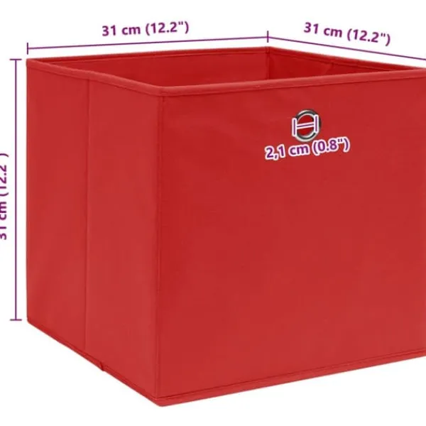 Opbevaringsæsker Til Hjemmet>Foldbare opbevaringskasser 4 stk. | Materiale: Stof | Farve: Rød | Størrelse: 32x32x32 cm