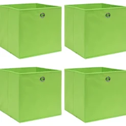 Foldbare opbevaringskasser 4 stk. | Størrelse: 32x32x32 cm | Farve: Grøn Online