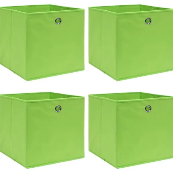 Foldbare opbevaringskasser 4 stk. | Størrelse: 32x32x32 cm | Farve: Grøn Online