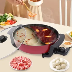 Fonduegryde - Elektrisk med varmeplade og låg - 6 liter - 2 rum - 1300 W - Himmelblå Sale