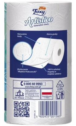 Foxy Artistico toiletpapir 8 ruller hvidt Best