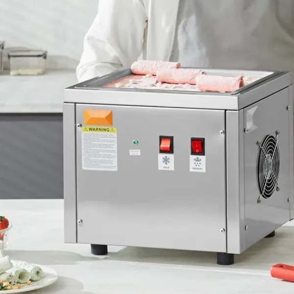 Ismaskine>Friteret Isrullemaskine - Isruller Maker, 11 x 9,5 tommer pande til lækker rolled ice cream.