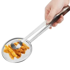 Køkkentænger>Fritureske med Tang - Rustfrit Stål