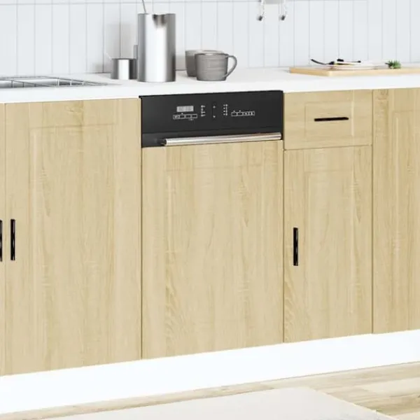 Frontpanel til opvaskemaskine i konstrueret træ - Porto | Farve: Sonoma-eg | Størrelse: 45x1,5x67 cm Online