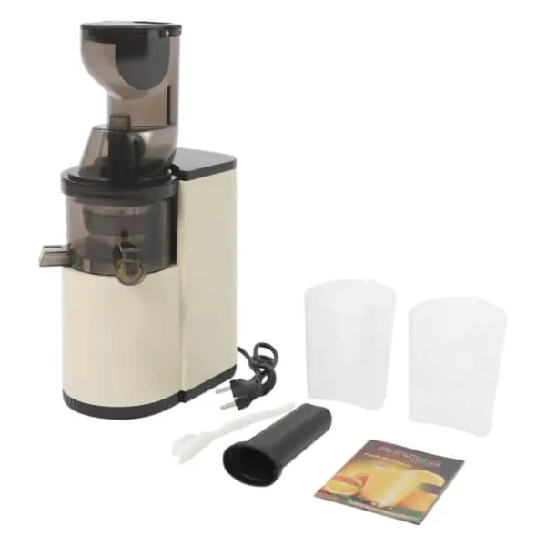 Juicepresser - Nyd Friskpresset Juice Derhjemme>Frugt- og grøntsagsjuicer - Juicecentrifuge - 800 W - Automatisk udkast af frugtkød - 500–1000 ml kande - 0,5–1 L pulpbeholder - Støjsvag - Hvid