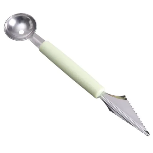 Frugtkuglegraver Dobbelthoved Rustfrit stål Frugtgraveske Dobbeltsidet frugtmelonballerske Vandmelongraver-isske Nordic Green Hot