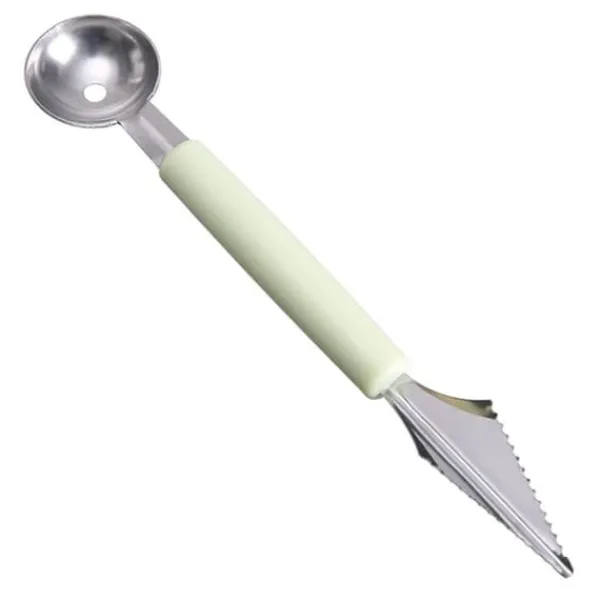 Frugtkuglegraver Dobbelthoved Rustfrit stål Frugtgraveske Dobbeltsidet frugtmelonballerske Vandmelongraver-isske Nordic Green Hot