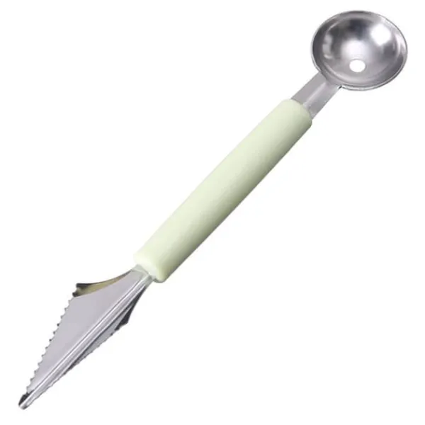 Frugtkuglegraver Dobbelthoved Rustfrit stål Frugtgraveske Dobbeltsidet frugtmelonballerske Vandmelongraver-isske Nordic Green Hot