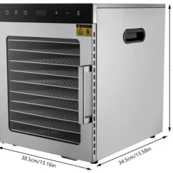 Frugttørrer - Fødevaredehydrator - 10 Bakker - 800 W - 220 V - Rustfrit Stål - 30–90 °C Justerbar - Orange Outlet