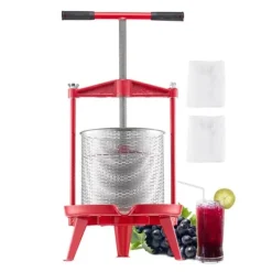 Frugtvinpresse, Manuel Presse til Vinfremstilling, 3,69 Gal/14L, Rustfrit Stål Clearance