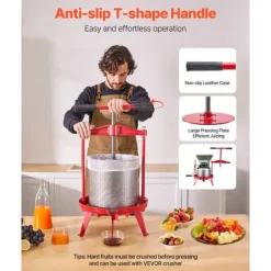 Frugtvinpresse, Manuel Presse til Vinfremstilling, 3,69 Gal/14L, Rustfrit Stål Clearance