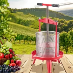 Frugtvinpresse, Manuel Presse til Vinfremstilling, 3,69 Gal/14L, Rustfrit Stål Clearance