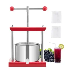 Frugtvinpresse, Manuel Presse til Vinfremstilling, 0,8 Gal/3L, Rustfrit Stål New