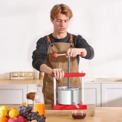 Frugtvinpresse, Manuel Presse til Vinfremstilling, 0,8 Gal/3L, Rustfrit Stål New